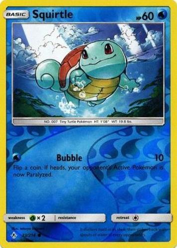 2019 Pokemon Sun & Moon Unbroken Bonds Reverse Holo Squirtle #33