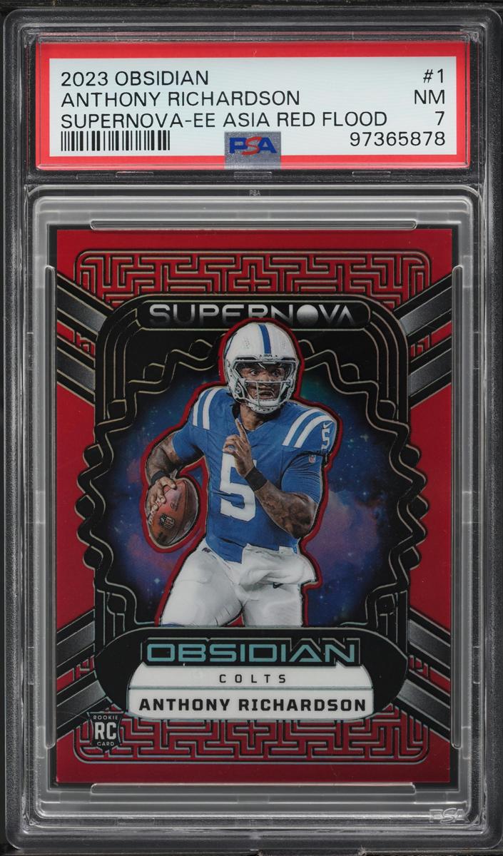 2023 Panini Obsidian Football Asia Electric Etch Red Flood Anthony Richardson #1 PSA 6.5