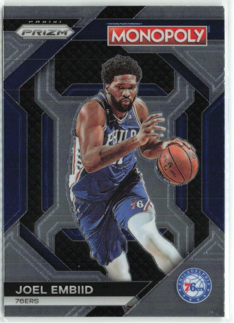 2023 Panini Prizm Monopoly Basketball Tiger Stripe Boardwalk Blue Joel Embiid #PS7