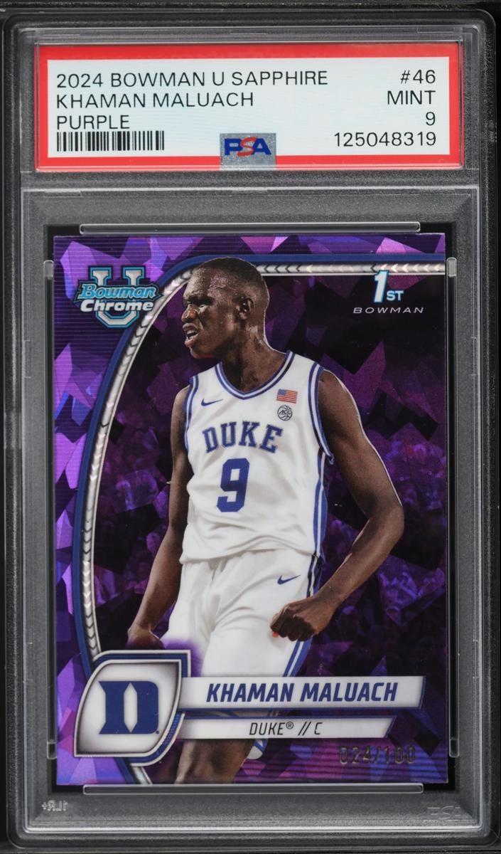 2024 Bowman Chrome University Sapphire Basketball Purple Khaman Maluach #46