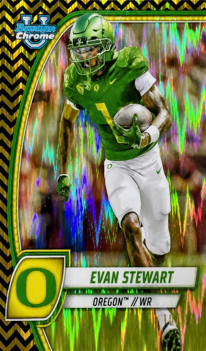 2024 Bowman Chrome University Football Black And Gold Stealth Refractor Evan Stewart #75
