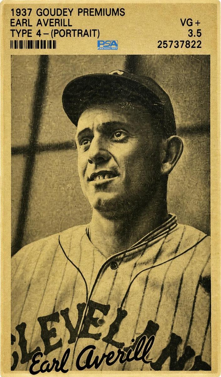 1937 Goudey Premiums Type 4 Baseball Earl Averill #NNO