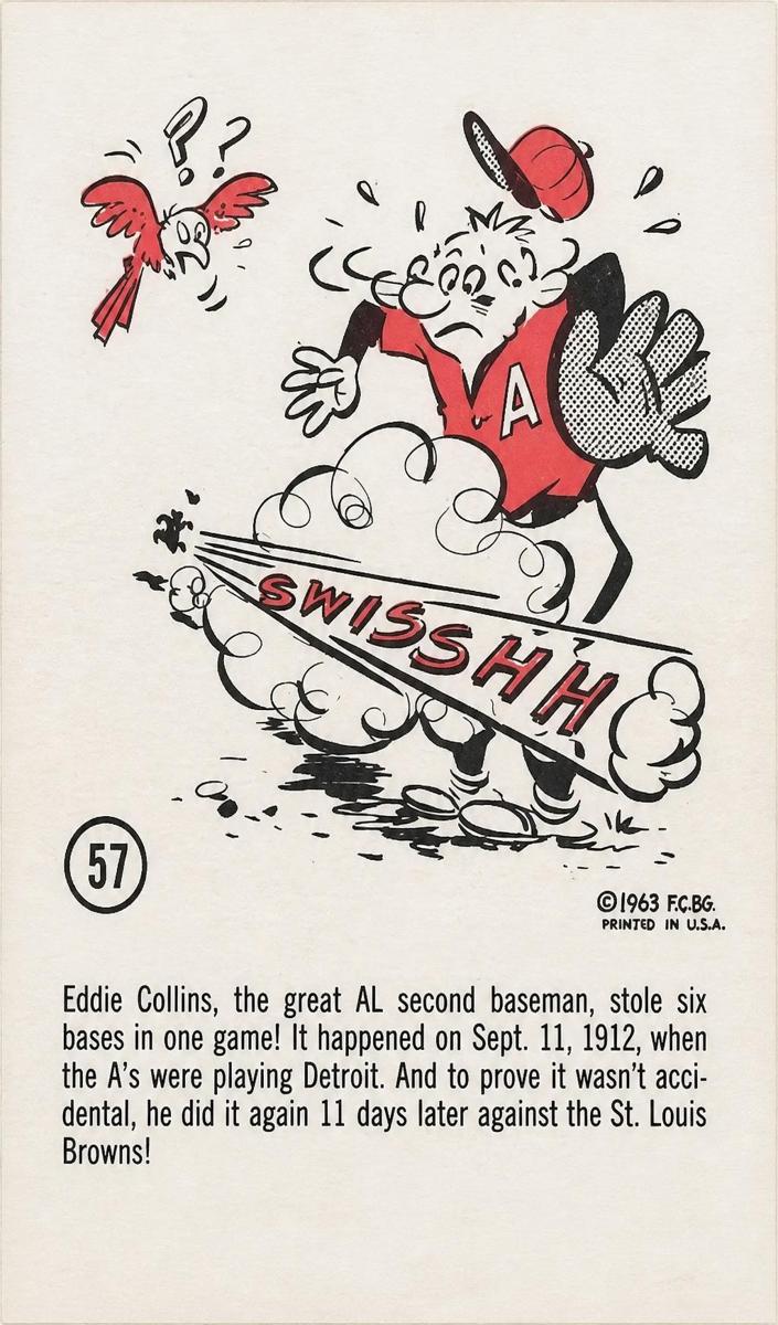 1963 Gad Fun Baseball Eddie Collins #57 PSA 8