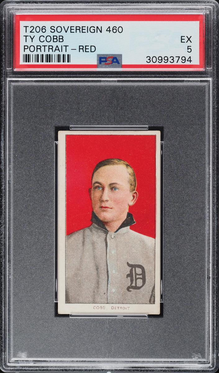 1909-11 T206 Baseball Portrait - Red Background Ty Cobb #NNO PSA 5