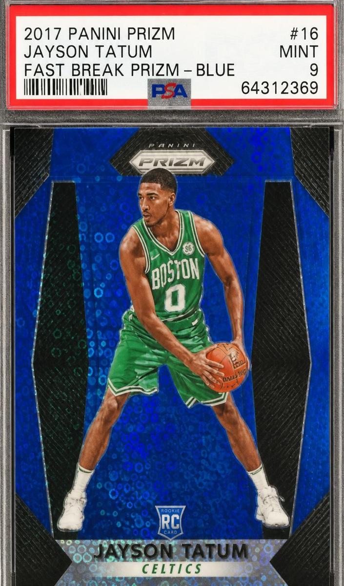 2017 Panini Prizm Basketball Fast Break Blue Jayson Tatum #16 PSA 9