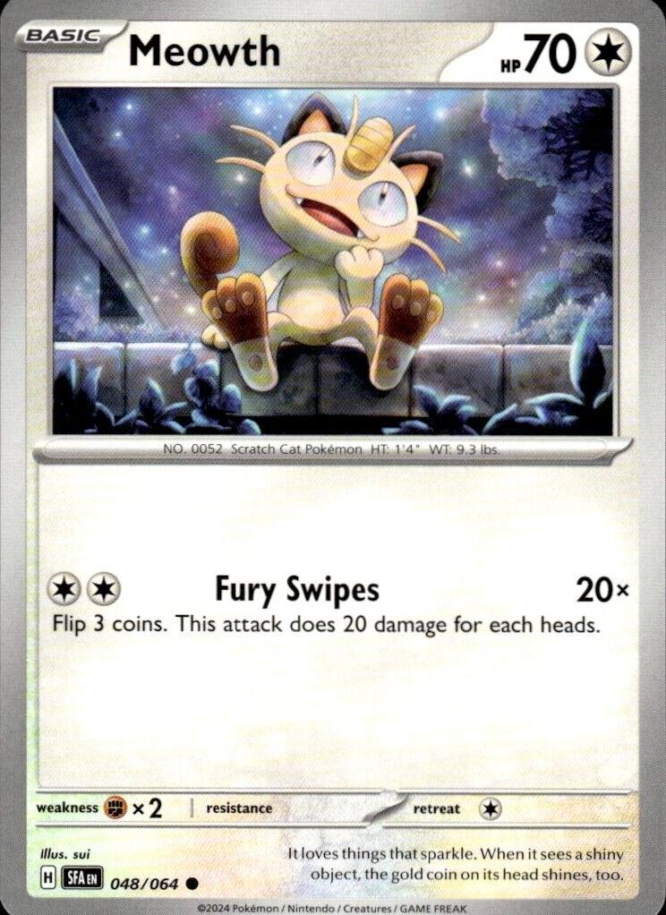 2024 Pokemon Scarlet & Violet Shrouded Fable Meowth #48 PSA 9