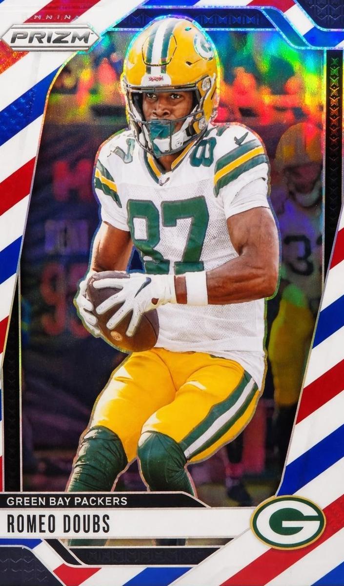 2024 Panini Prizm Football Red White and Blue Romeo Doubs #104