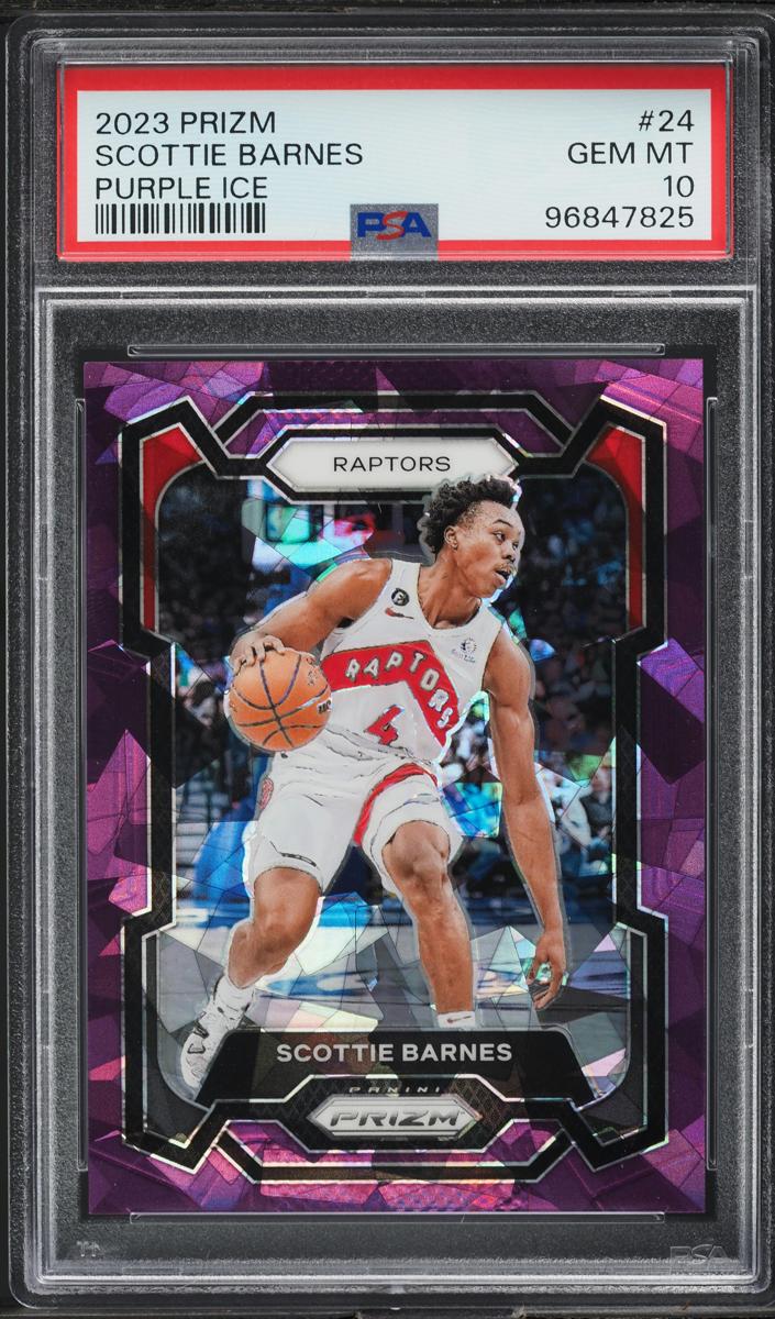 2023 Panini Prizm Basketball Purple Ice Scottie Barnes #24 PSA 9
