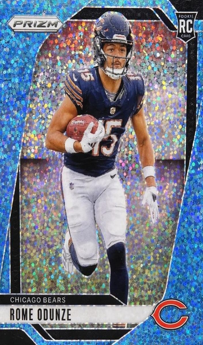 2024 Panini Prizm Football Blue Sparkle Rome Odunze #385 PSA 9