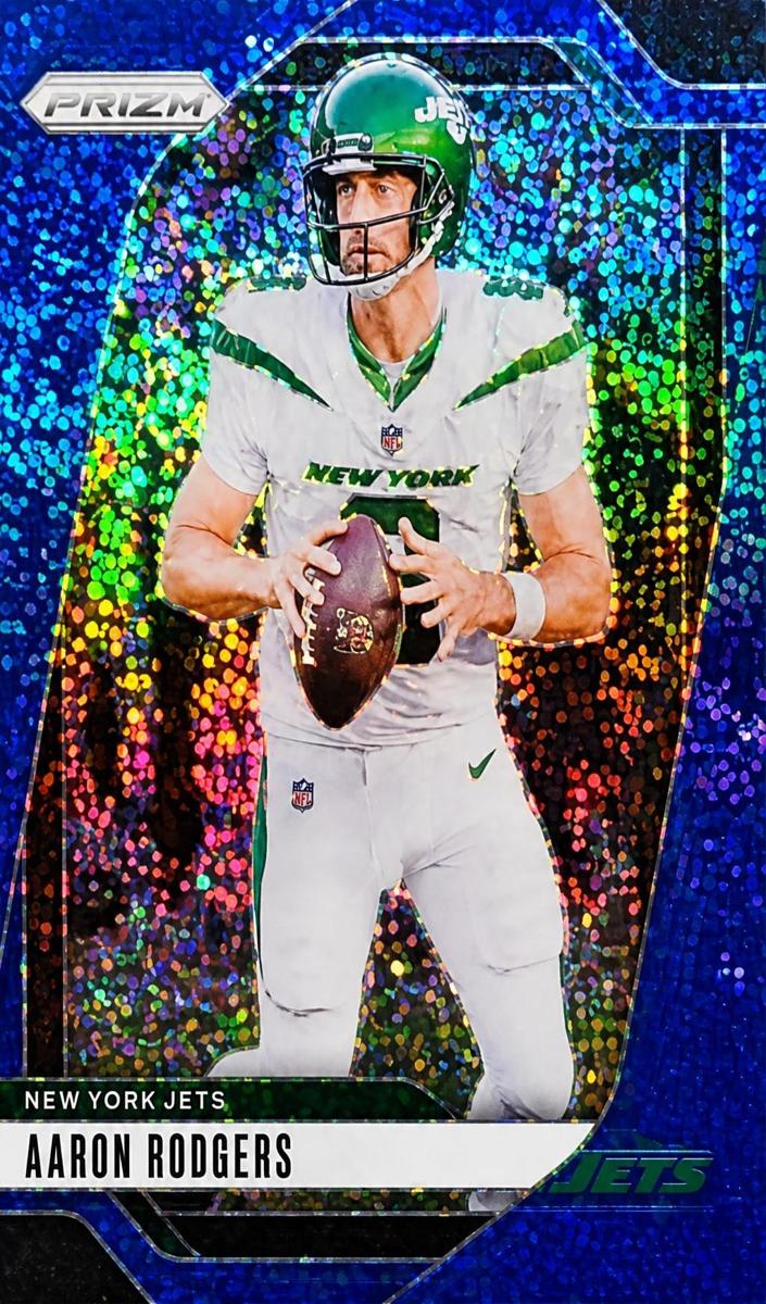 2024 Panini Prizm Football Blue Sparkle Aaron Rodgers #222 PSA 10