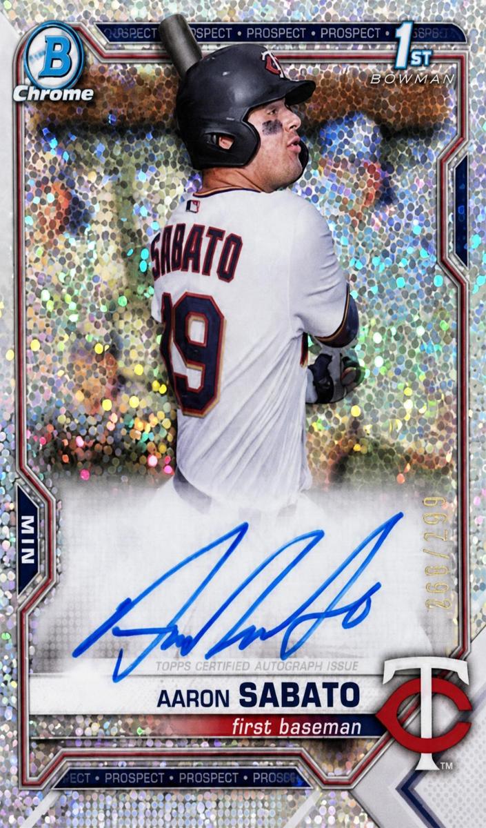 2021 Bowman Chrome Prospects Baseball Speckle Aaron Sabato #CPA-AS PSA 10