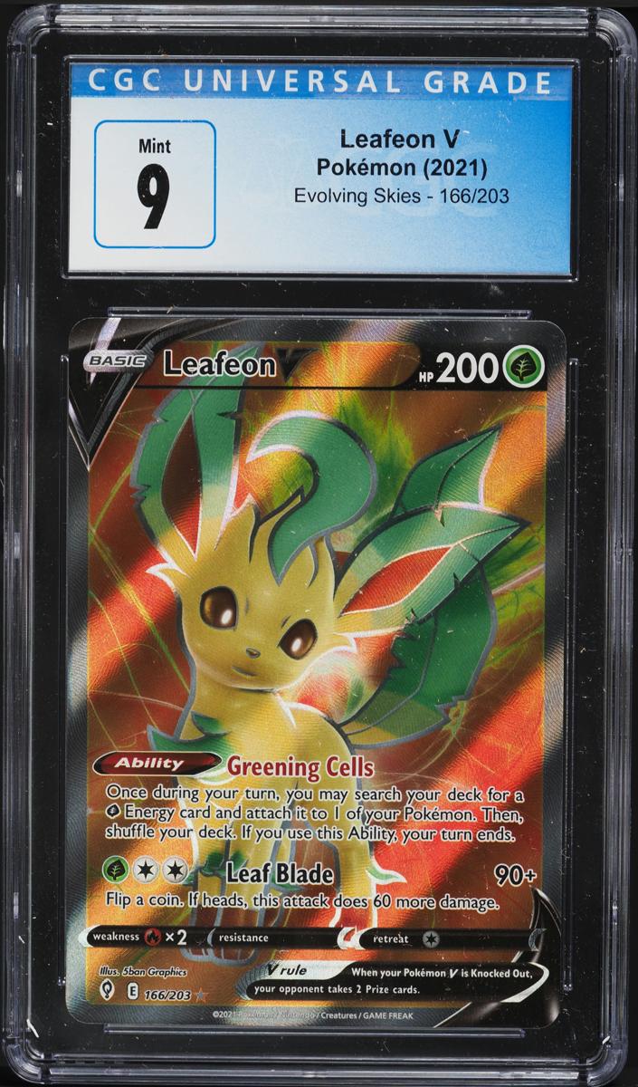 2021 Pokemon Evolving Skies Full Art Leafeon #166 PSA 7