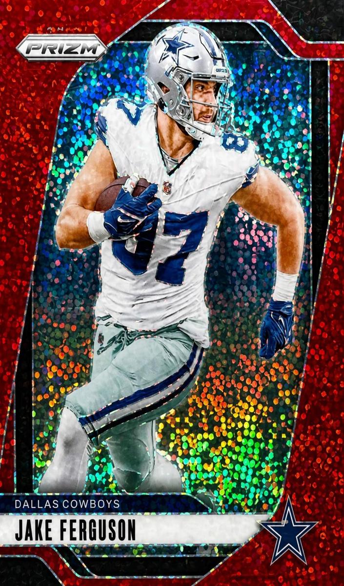 2024 Panini Prizm Football Red Sparkle Jake Ferguson #76