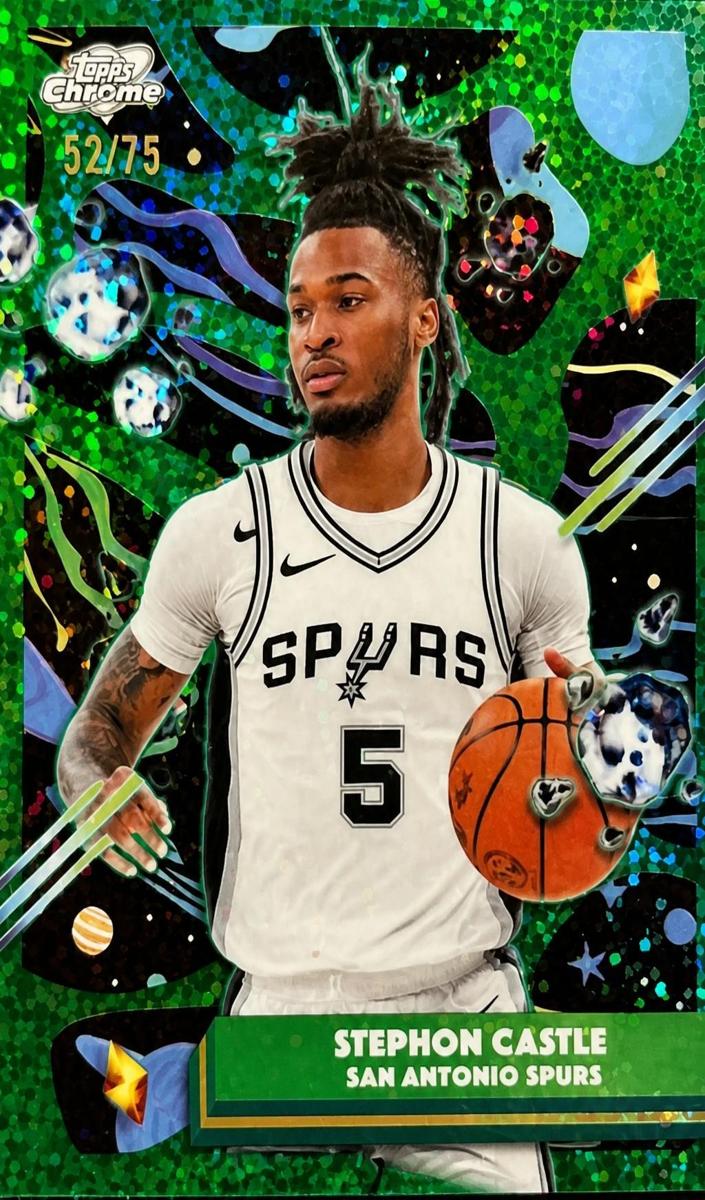 2025 Topps Cosmic Chrome Basketball Green Space Dust Refractor Stephon Castle #30