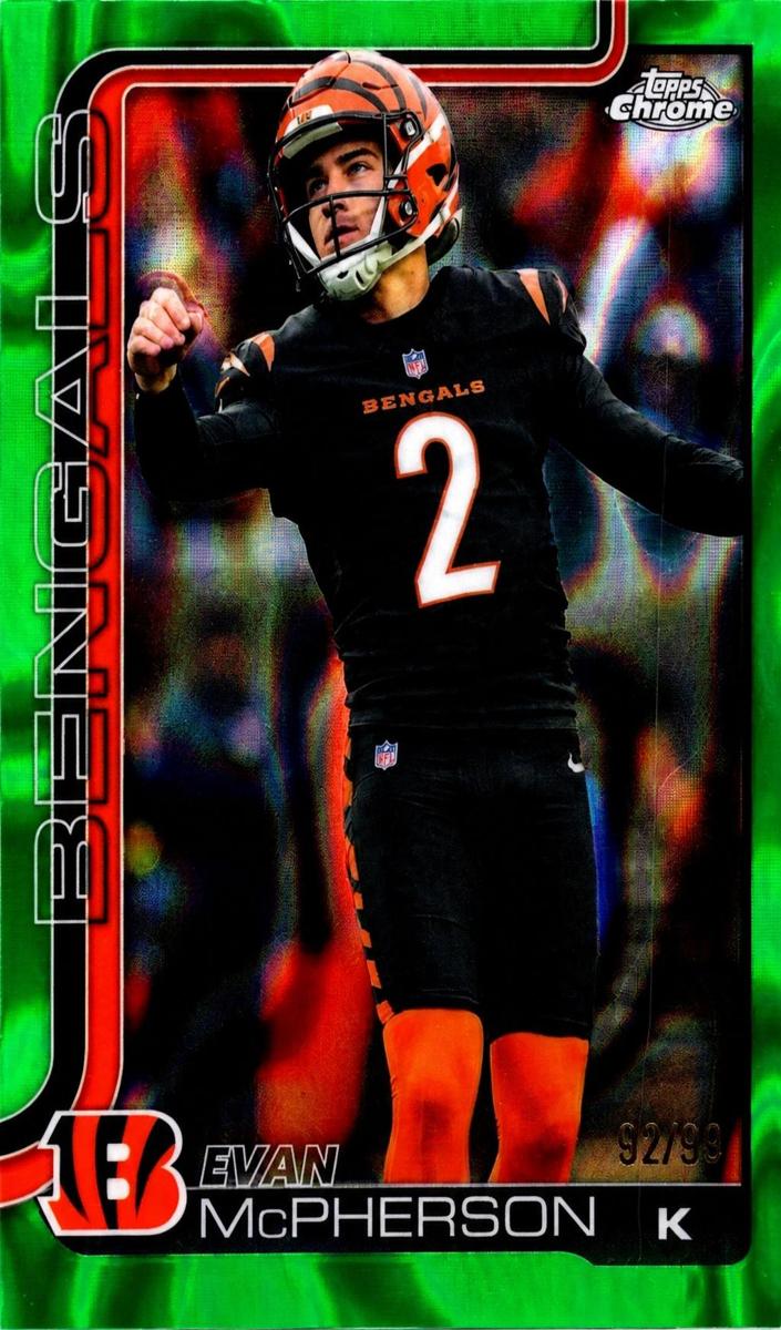 2025 Topps Chrome Football Green Lava Refractor Evan McPherson #64