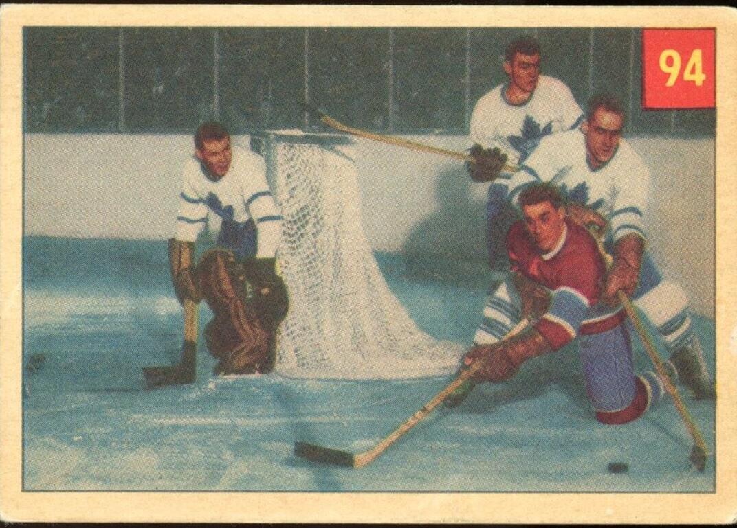 1954 Parkhurst Hockey Meger Goes Down and Under #94 PSA 8