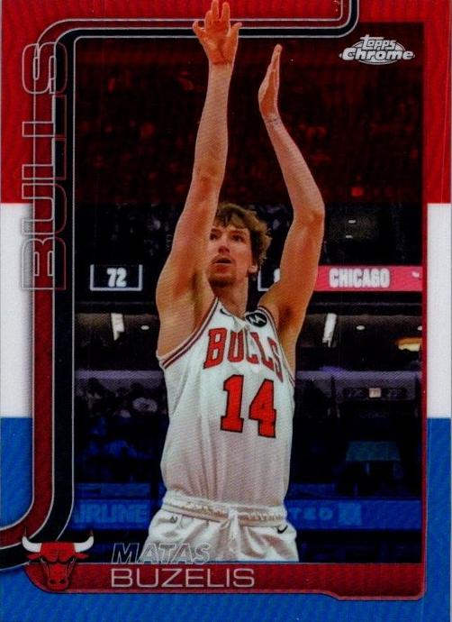 2025 Topps Chrome Basketball Red White and Blue Refractor Matas Buzelis #231