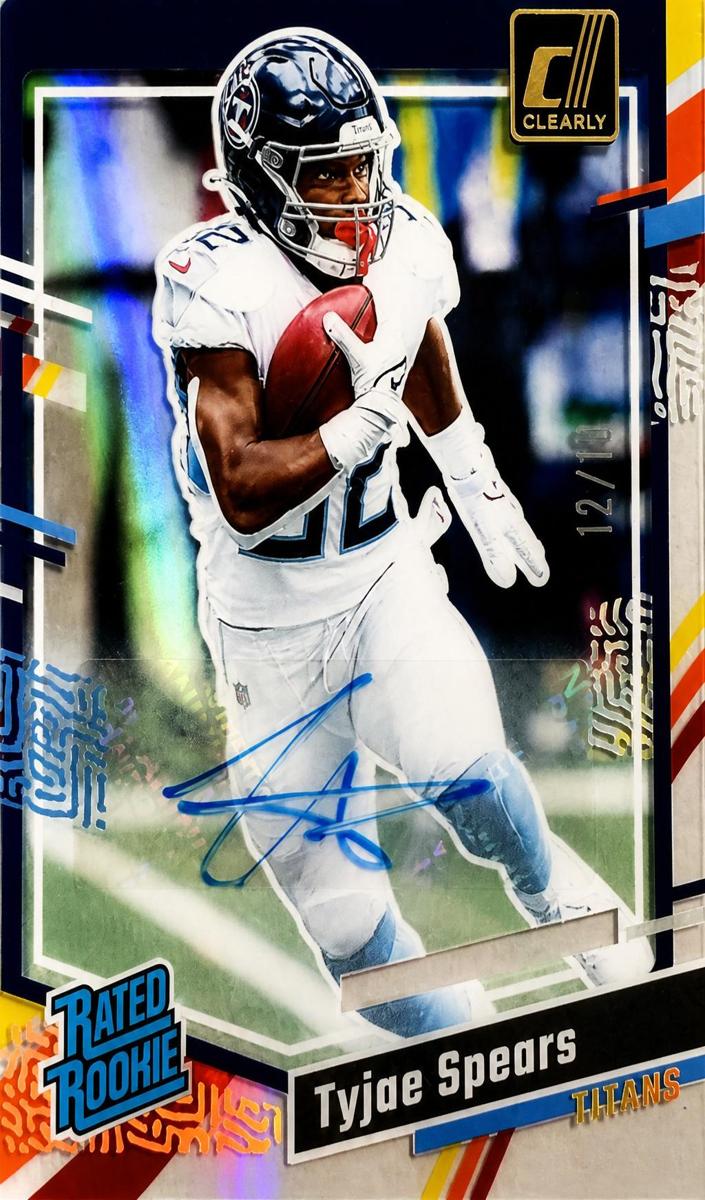 2023 Panini Clearly Donruss Football Vintage Stripes Tyjae Spears #88 PSA 8.5