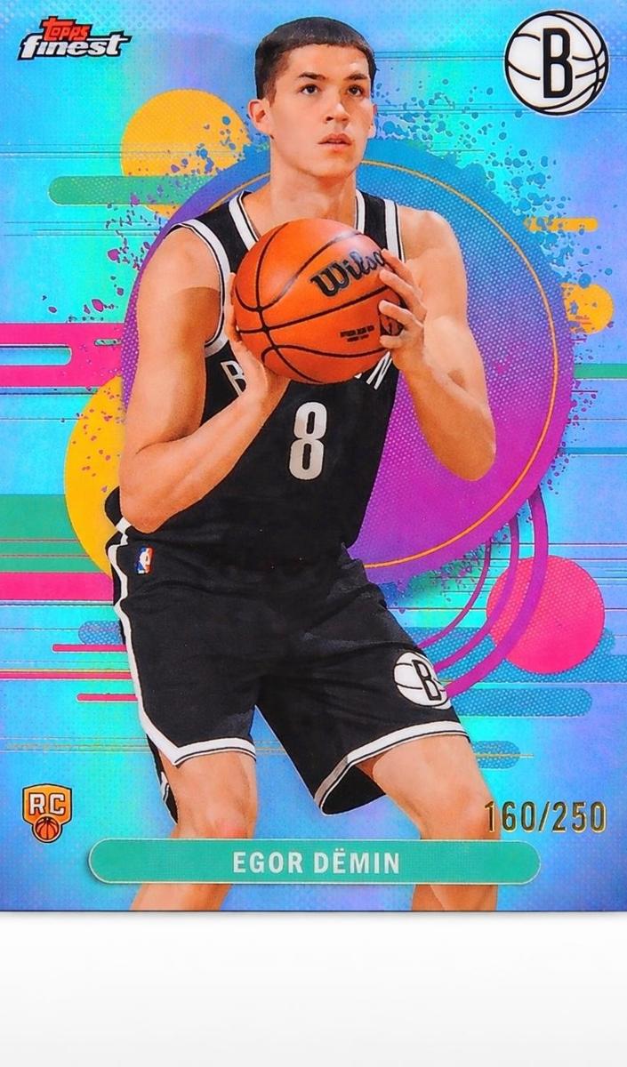 2025 Topps Finest Basketball Sky Blue Refractor Egor Demin #108