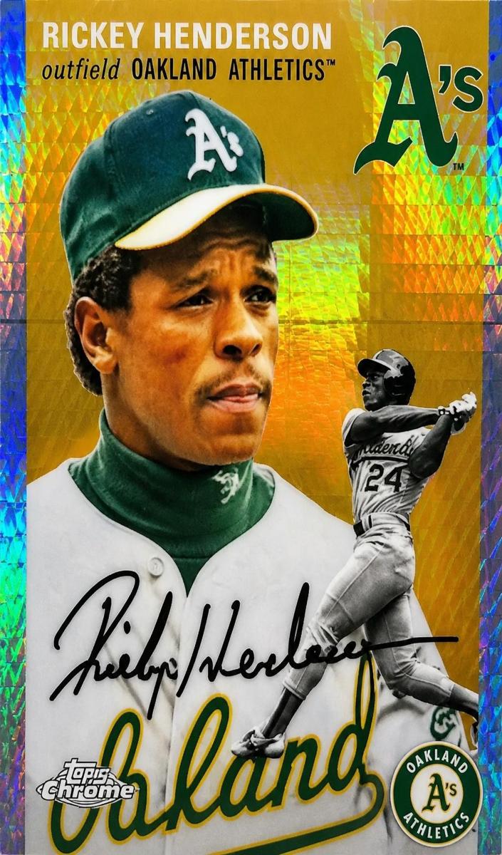 2023 Topps Chrome Platinum Baseball Prism Rickey Henderson #483 PSA 9