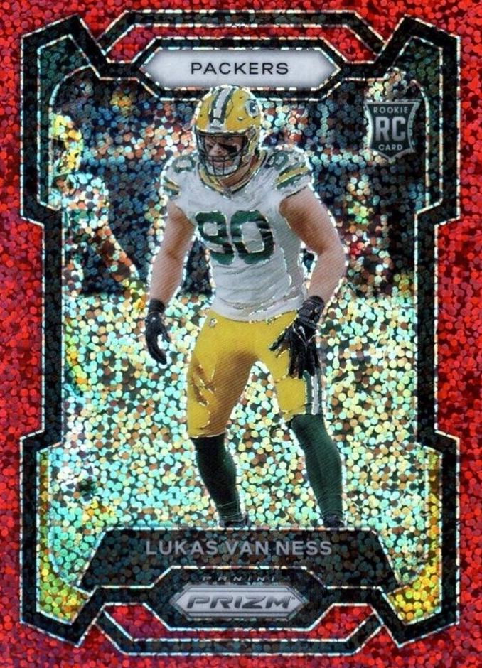 2023 Panini Prizm Football Red Sparkle Lukas Van Ness #336 PSA 9