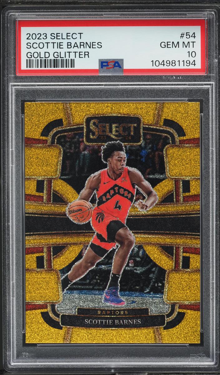 2023 Panini Select Basketball Gold Glitter Scottie Barnes #54 PSA 10