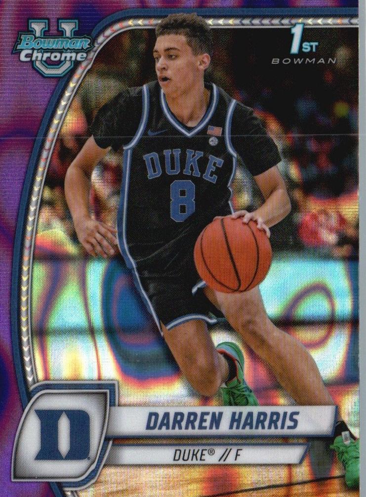 2024 Bowman Chrome University Basketball Purple Lava Refractor Darren Harris #18