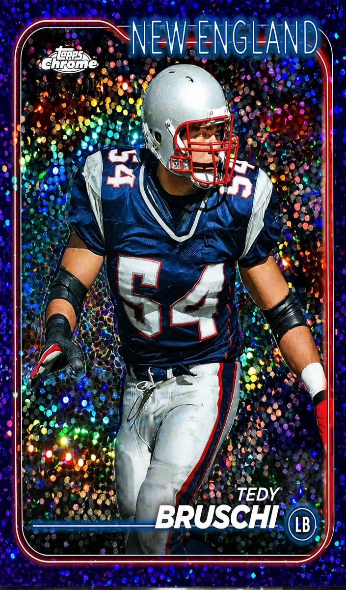 2024 Topps Chrome Football Purple Speckle Refractor Tedy Bruschi #124