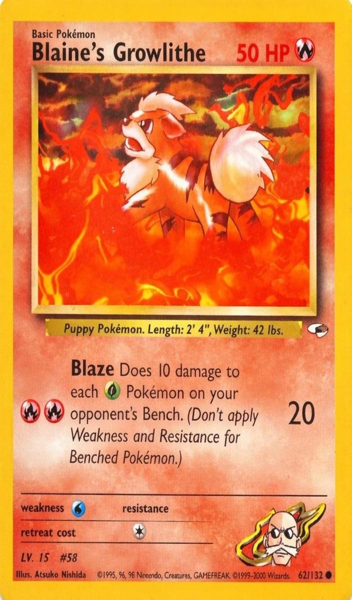 2000 Pokemon Gym Heroes Blaine's Growlithe #62