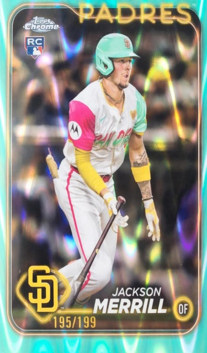 2024 Topps Chrome Update Baseball Aqua Raywave Jackson Merrill #USC153 PSA 10