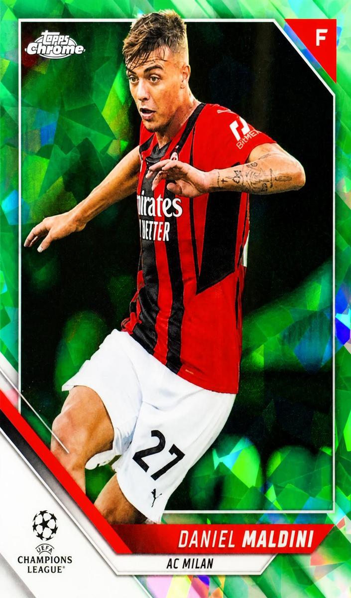 2021 Topps Chrome Sapphire UEFA Champions League Soccer Green Daniel Maldini #131
