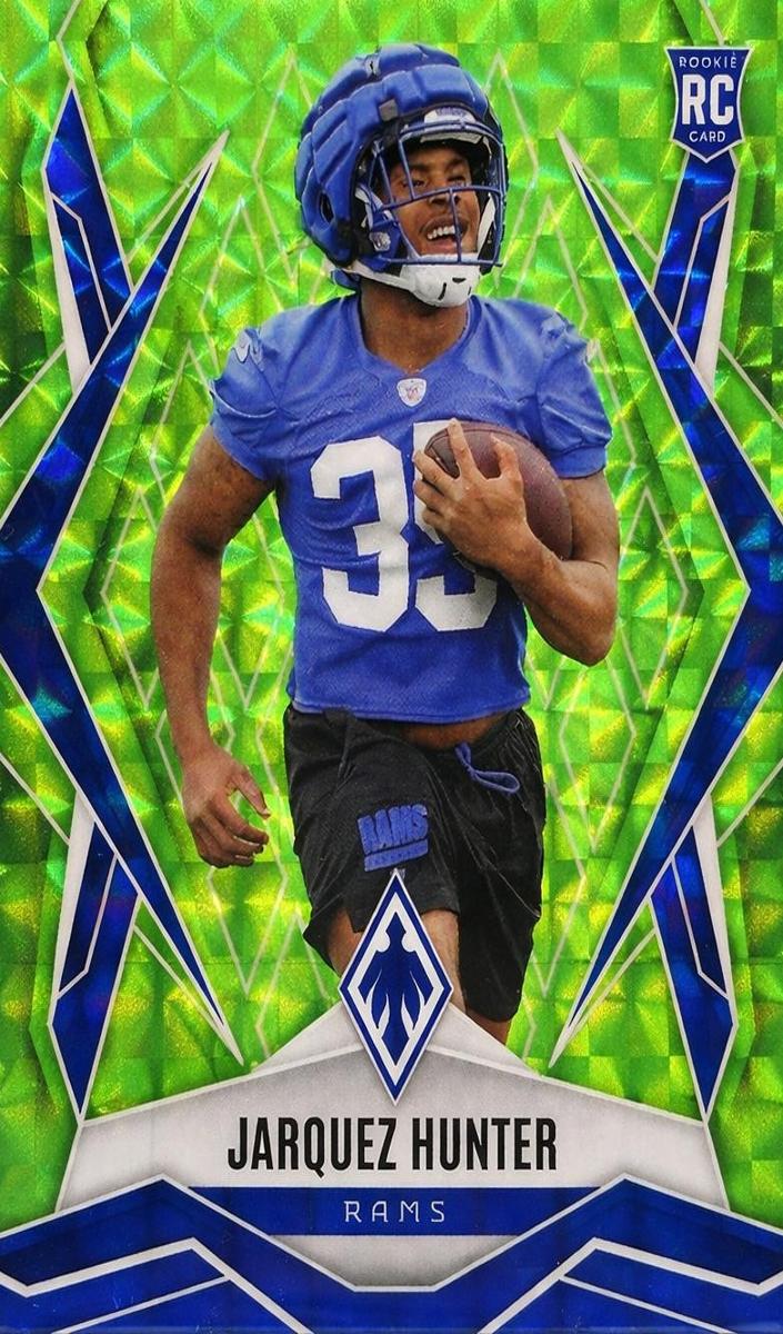 2025 Panini Phoenix Football Lime Green Pyramids Jarquez Hunter #232