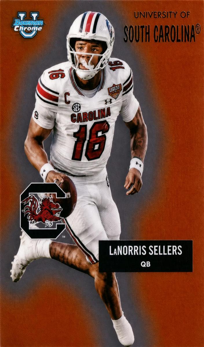 2025 Bowman Chrome University Football LaNorris Sellers #55AV-3