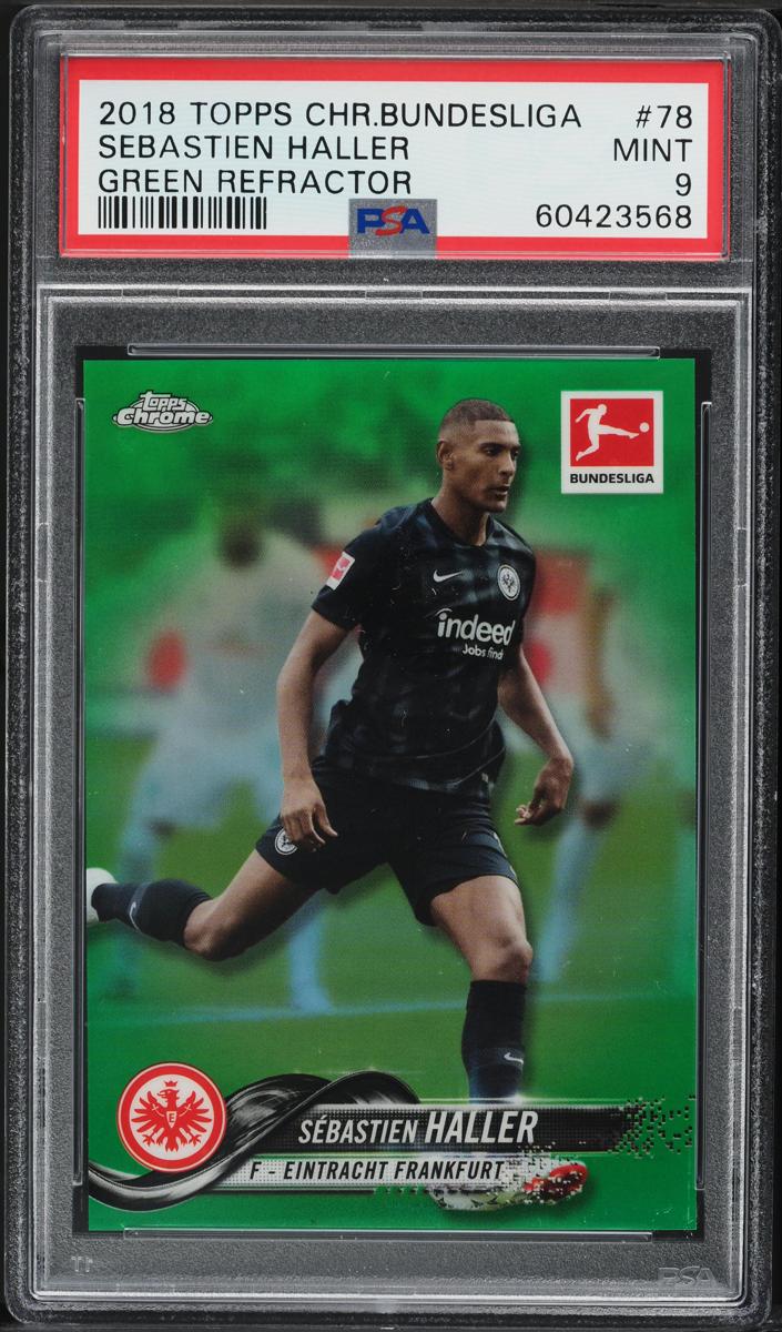 2018 Topps Chrome Bundesliga Soccer Green Sebastien Haller #78 PSA 9