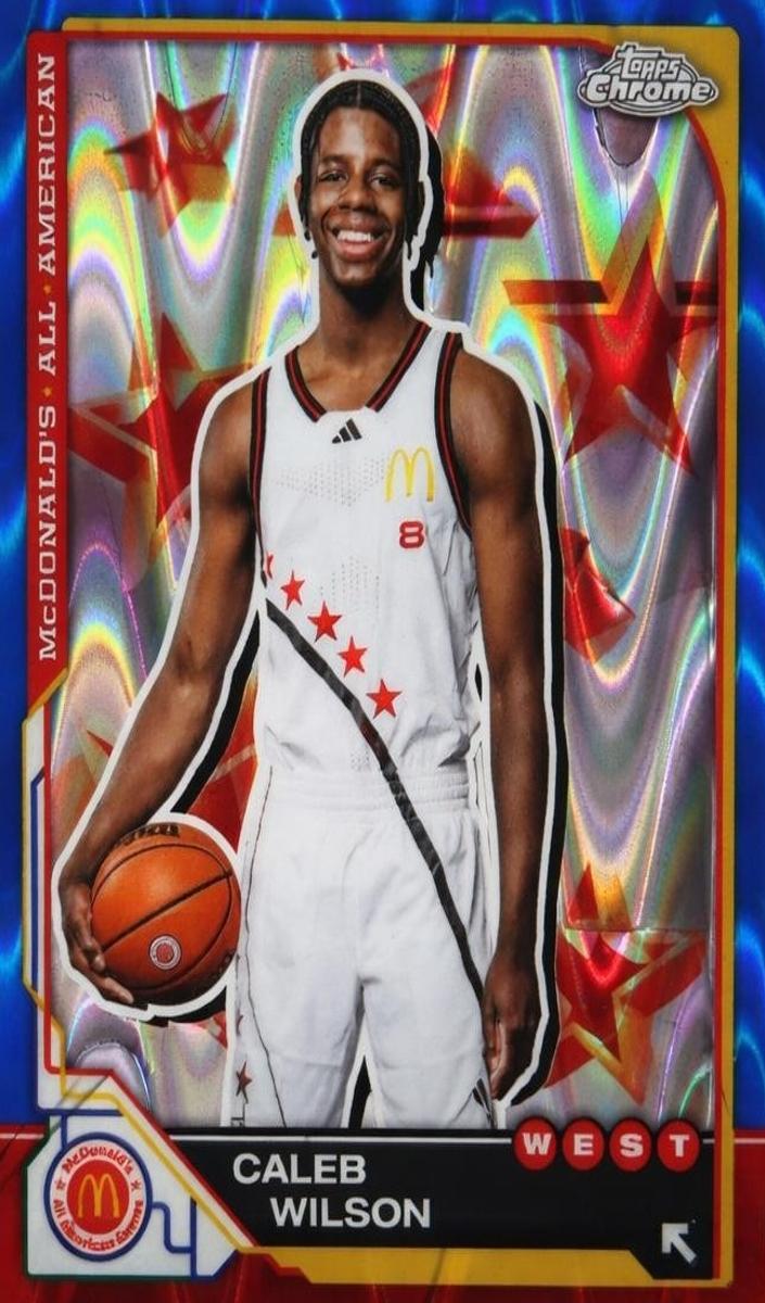 2025 Topps Chrome McDonald's All American Basketball Blue RayWave Refractor Caleb Wilson #10