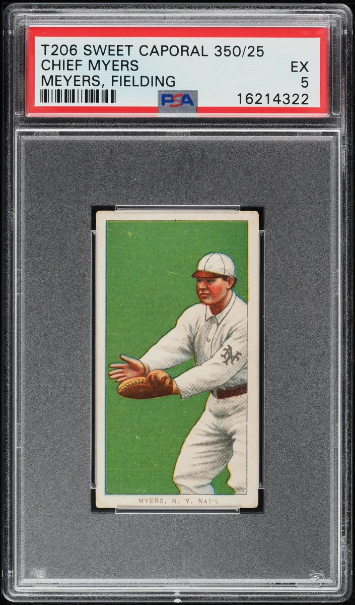 1909-11 T206 Baseball Fielding Chief Myers #NNO PSA 5