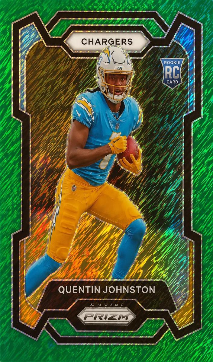 2023 Panini Prizm Football Green Shimmer Quentin Johnston #353 PSA 10