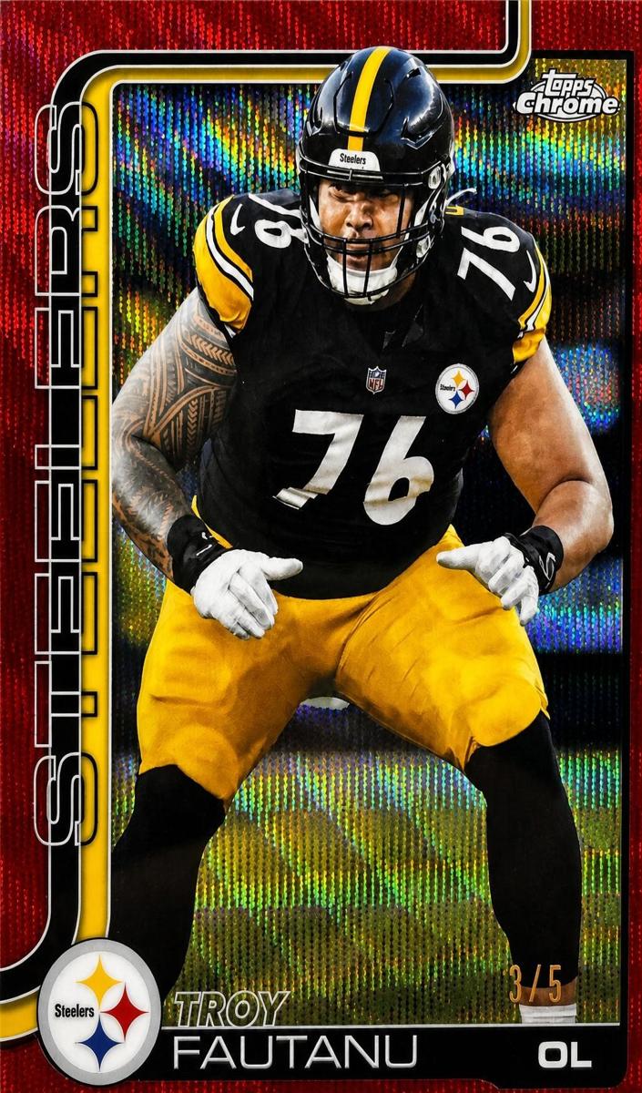 2025 Topps Chrome Football Red Wave Refractor Troy Fautanu #256