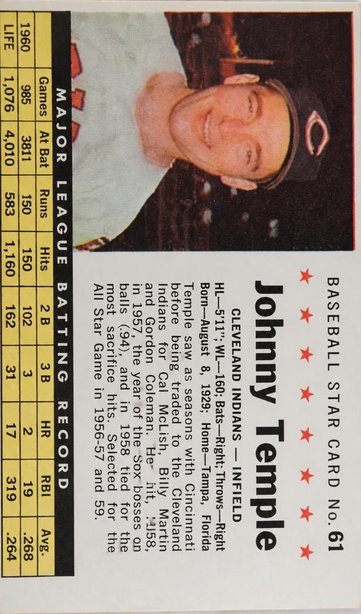 1961 Post Cereal Baseball Perforated Johnny Temple #61