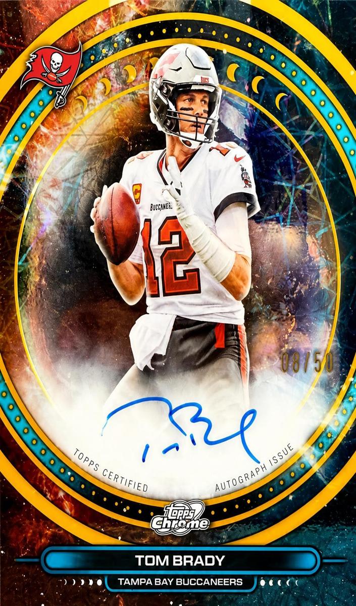 2025 Topps Cosmic Chrome Football Gold Interstellar Refractor Tom Brady #EQA-TB