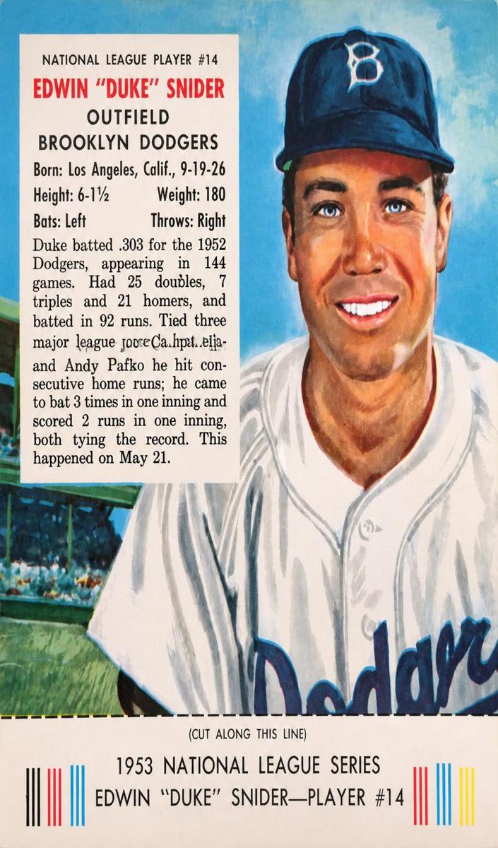 1953 Red Man Tobacco Baseball Duke Snider #14