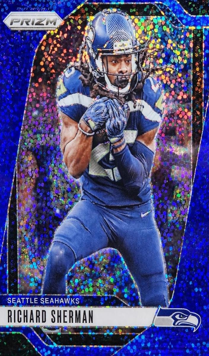 2024 Panini Prizm Football Blue Sparkle Richard Sherman #265 PSA 9