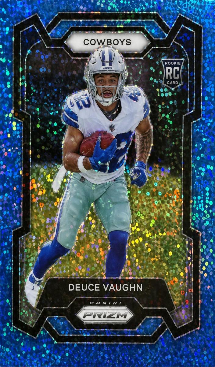 2023 Panini Prizm Football Blue Sparkle Deuce Vaughn #324 PSA 10