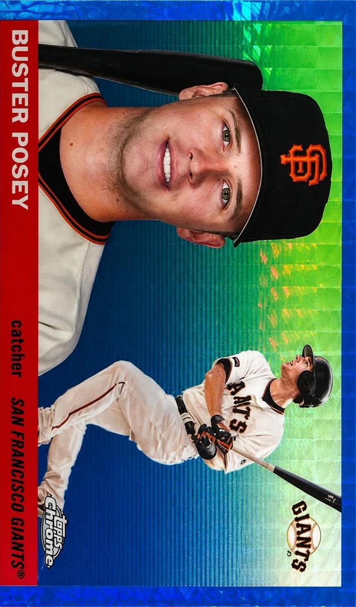 2025 Topps Chrome Platinum Baseball Blue Prism Refractor Buster Posey #500