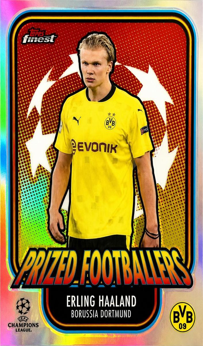 2020 Topps Finest UEFA Champions League Soccer Erling Haaland #PF-EH PSA 9