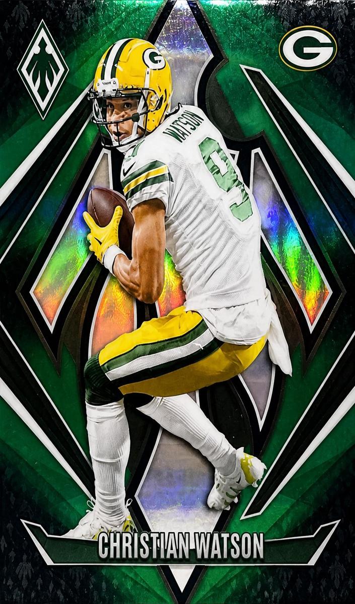 2024 Panini Phoenix Football Green Fade Christian Watson #27