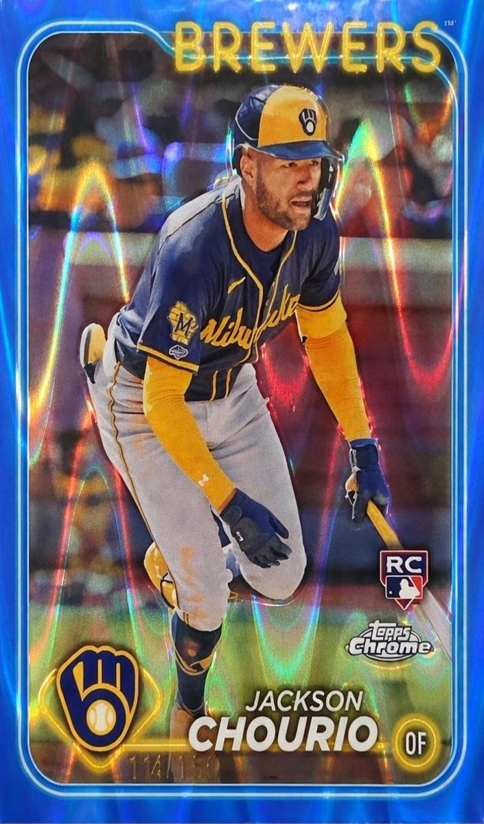 2024 Topps Chrome Baseball Blue Raywave Jackson Chourio #161 PSA 10