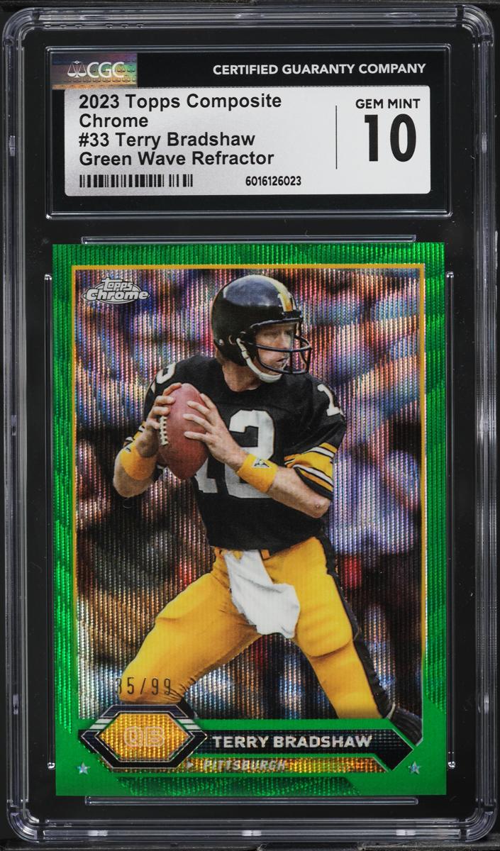 2023 Topps Composite Football Green Wave Refractor Terry Bradshaw #33 CGC 10