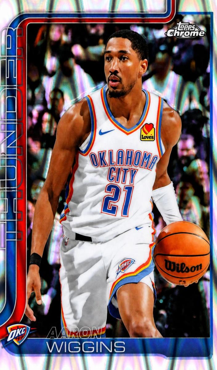 2025 Topps Chrome Basketball RayWave Refractor Aaron Wiggins #196