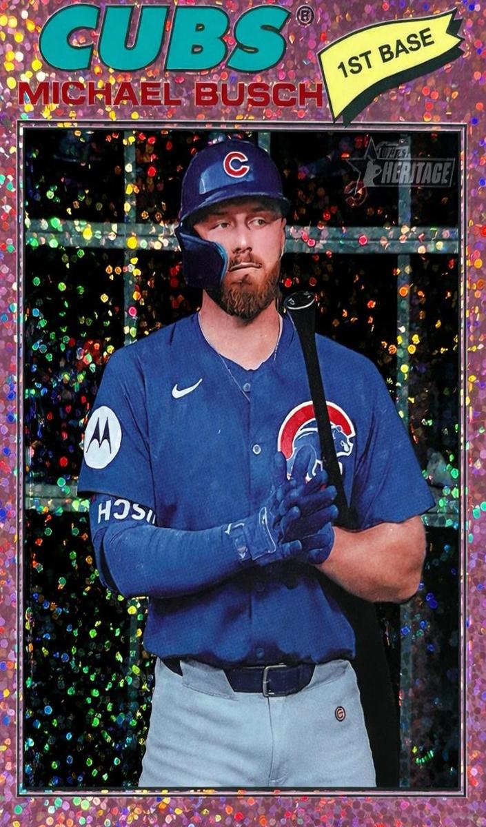 2026 Topps Heritage Baseball Pink Sparkle Refractor Michael Busch #305